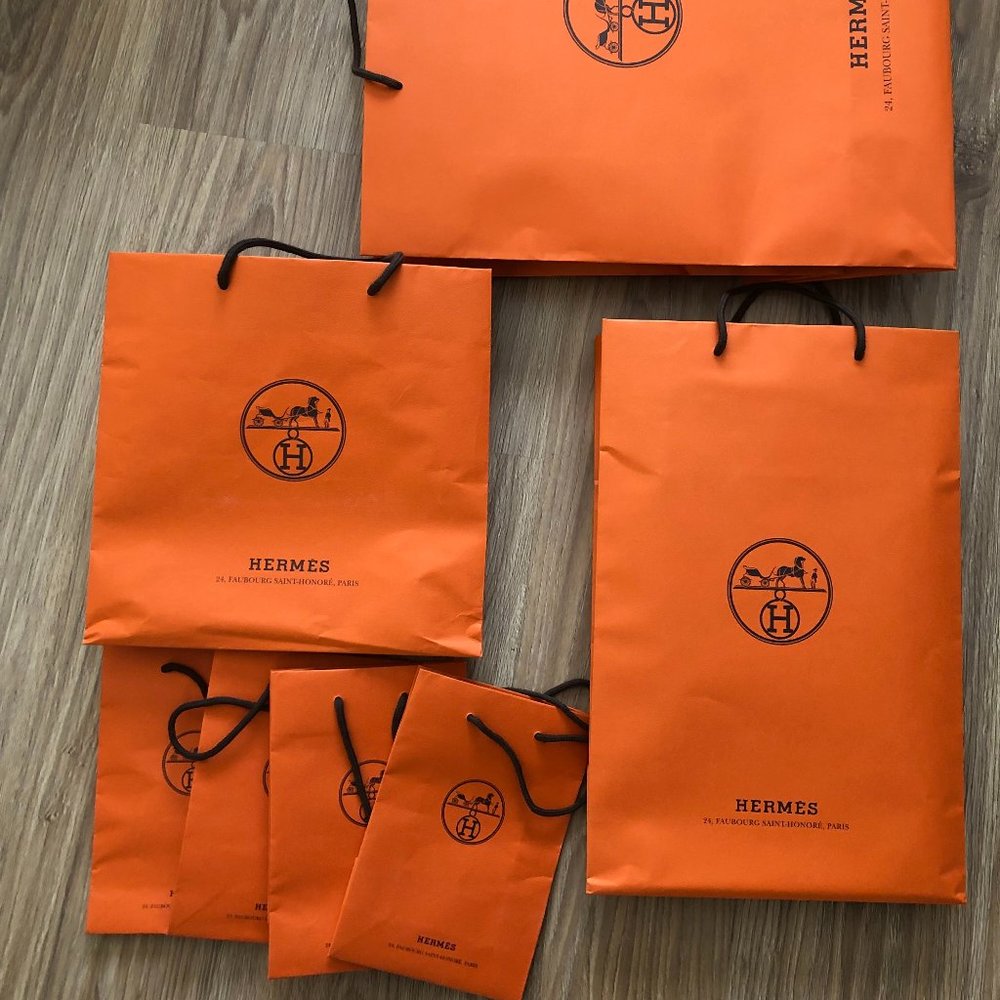 Hermes Empty Orange Logo Shopping Gift Paper Bag